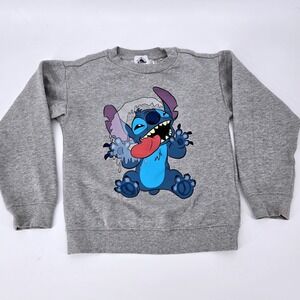 Disney Store Stitch Licking Glass Organic Cotton Pullover Sweatshirt Youth 5/6